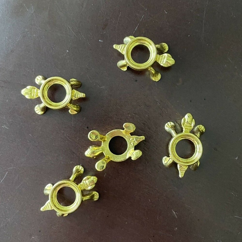 Lot of 5 Small Gold Turtle Stands For 20mm Gemstone Spheres Marbles Balls Holder